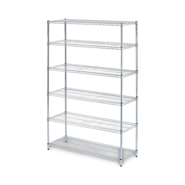 Alera Wire Shelving Unit, 18"D x 48"W x 72"H, 6 Shelves, Silver, Depth: 18" 6TCOM1848SR